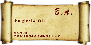 Berghold Aliz névjegykártya